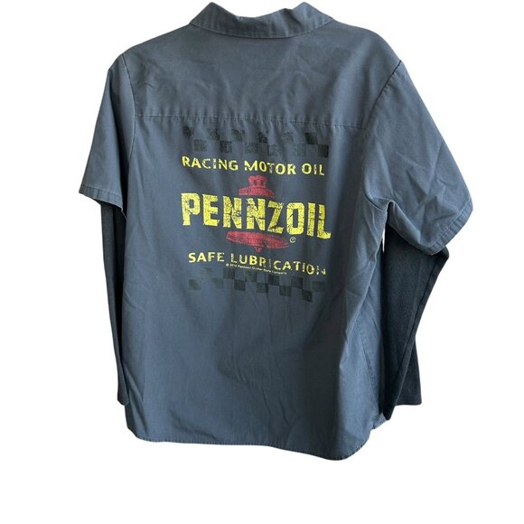 Pennzoil 2010 Racing Motor Oil Gray Shirt With Thermal Sleeves Size Medium - Picture 3 of 10
